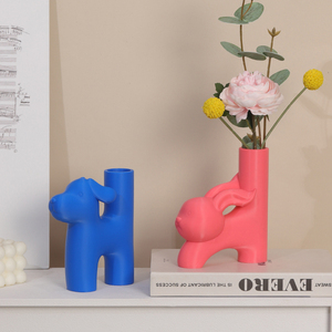 Roogo <span class=keywords><strong>Vase</strong></span> de sol en plastique queue d'animal artistique moderne pour mariage pour décoration de fleurs artificielles objet de décoration de petite <span class=keywords><strong>maison</strong></span> - Product Image 1