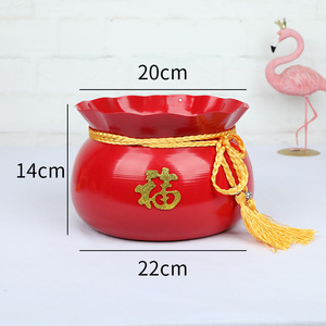 <b>Large</b> Lucky Red Decorative Bucket Flower Growing Pot Wedding Display <b>Plant</b> Stand Metal Rack - Product Image 1