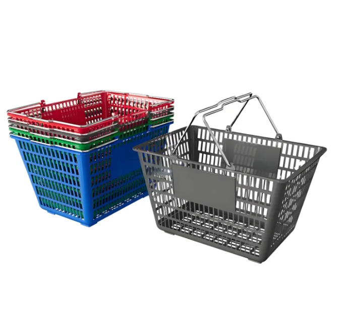 Portable Supermarket Shopping Basket Metal Handle