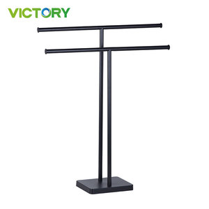 Portasciugamani mobile pieghevole da terra in ferro nero - Product Image 5