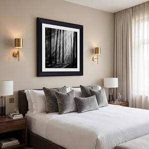 <span class=keywords><strong>Impression</strong></span> sur toile encadrée personnalisée Forêt Noire et Blanche <span class=keywords><strong>30x30</strong></span>, Décoration murale pour chambre d'hôtel, Peinture OEM ODM, Image en gros pour hall 5 étoiles - Product Image 4