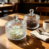 Groothandel Kristallen Glazen Snoepvaas met Deksel, Diamant Gefacet Decoratieve Juwelendoos voor Bruiloft Snoepbuffet Keukenopbergruimte