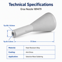 Boquilla de Soldadura Selectiva Ersa Compatible con B22 para VERSAFLOW 3, Altura H 57 mm, Acero Inoxidable 189479, Repuesto
