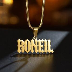 Collier en acier inoxydable plaqué or 18 carats de haute qualité, livraison directe, hip-hop, collier personnalisé avec nom pour hommes et femmes - Product Image 5