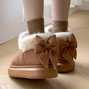 Pantoufles en coton à nœud explosif pour femmes d'automne et d'hiver, adaptées à la chaleur intérieure et à l'utilisation domestique - Product Image 4