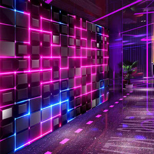 Mural de Pared 3D con Diseño Geométrico de Neón, Papel Tapiz Autoadhesivo de Neón Azul y Morado Estilo Cyberpunk para Decoración de Paredes de Salas de Juego y Bares - Product Image 1