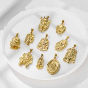 Olivia religiosa cabeza de león de acero inoxidable Jesús Caballero León colgante joyería de moda Egipto 18K colgante de oro para la fabricación de joyas
