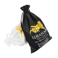 Grand sac de lingerie en satin à cordon personnalisé en soie noire recyclable avec logo personnalisé pour promotion