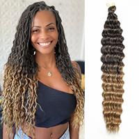 Extensions de cheveux synthétiques de haute qualité, design Deep Water Wave, queue de cheval longue au crochet, fibre haute température teinte, effet Yaki lisse