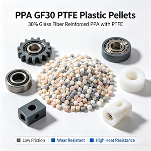 เม็ดพลาสติกวิศวกรรม PPA GF30 PTFE ทนทานต่อการสึกหรอและหล่อลื่นในตัว สำหรับตลับลูกปืนแบบไม่ใช้น้ำมันหล่อลื่น เฟือง ข้อต่อ และเซ็นเซอร์ - Product Image 1