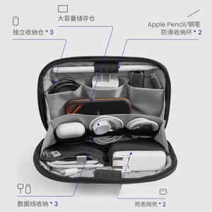 Luxuriöser Tech-Organizer Tragbare Wasserdichte Doppelte Zubehör-Tragetasche für Kabel Ladegerät USB-Stick Langlebiger Seiden-Reißverschluss Reise - Product Image 4