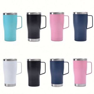 Gobelet de voyage isotherme personnalisé en acier inoxydable dépoli de 20 oz avec revêtement poudré, écologique, avec poignée, idéal pour les fêtes - Product Image 1