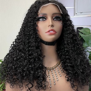100% Virgin <b>Human</b> Hair 5*5 Kinky Curl <b>Wig</b> Super Double Drawn Black Color - Product Image 1