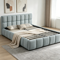 Yiqian Cadre de lit en bois massif, style minimaliste italien et nordique, lit double capitonné, disponible en tailles Twin et King Size, pour chambre principale et mariage