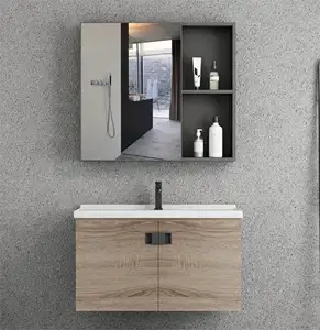 Modern banyo mobilya vanity kabine depolama ile ayna ve seramik lavabo banyo dolapları ve bâtıla