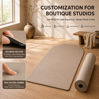Matras Yoga Karet Alam PU Custom Arch Tebal 5mm Anti Selip dengan Ukiran Laser untuk Pilates Wanita dan Olahraga di Studio/Gym