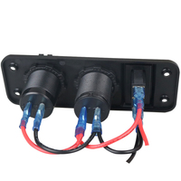 Sakelar Rocker Soket Daya Pengisi Daya Usb Panel Voltmeter Tahan Air dengan Pengisi Daya USB Ganda 12V 24V Voltmeter LED Biru