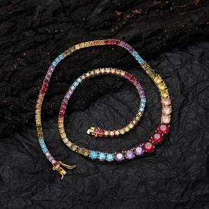 Collar de tenis de aleación de cobre con circonitas y cristales de hielo, estilo hip hop, color rojo <span class=keywords><strong>granada</strong></span>, sencillo, para mujer, ideal para fiestas de verano. - Product Image 5