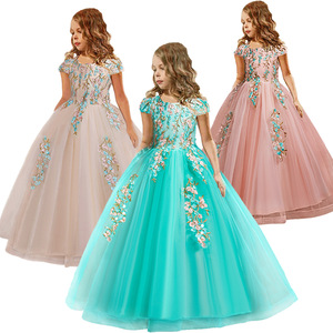 New Design Formal Eco-Friendly Summer Girls' Floral Dresses 12yr Children's Ankle-Length Ball Gown - Product Image 1