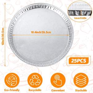 Moldes desechables de aluminio de 12 pulgadas para hornear, aptos para horno y microondas, de grado alimenticio, para uso en fiestas, para empaquetar pizzas. - Product Image 2