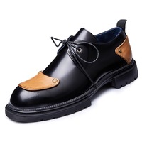 Brounvanm – chaussures en cuir solide pour hommes, chaussures de loisirs, à bout rond, à lacets, semelles épaisses, légères, pour le bureau et la carrière, printemps 2023
