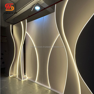 SMOOTH UV Print <b>Cream</b> PVC Backdrop White Ripple Backdrop Stand With Light For Wedding Decoration - Product Image 6