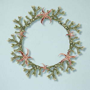 Guirnalda Redonda de Estrellas de Mar y Corales Tropicales, Flores Decorativas Hechas a Mano, Arte en Latón sin Iluminación - Product Image 1