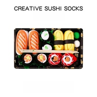 Chaussettes en gros pour hommes, motif saumon sushi, créatives, antibactériennes, respirantes, écologiques, en boîte, amusantes et aux couleurs assorties