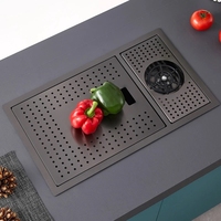Lave-gobelet Nano fait main évier de cuisine noir en acier inoxydable caché