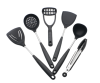 Lot de 7 ustensiles de cuisine avec support de rangement, outils de cuisson multifonctionnels pour la maison, avec boîte personnalisable en couleur