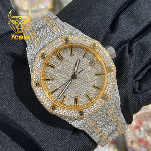 高品質高級ステンレススチールVVSモアッサナイトダイヤモンド機械時計ヒップホップアイシングアウト男性用自動時計 - Product Image 4