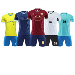 Tenues de football personnalisées à transfert thermique pour l'équipe, club, maillot d'été, jeu, 100% polyester, manches courtes - Product Image 2