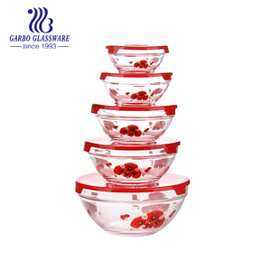 Juego de cuencos de vidrio para ensalada y fruta, juego de cuencos de mezcla de vidrio con tapa, 5 unidades, diferentes tamaños, Popular y más barato - Product Image 2