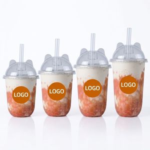 Özel Baskılı Logolu Şeffaf Buzlu PP İçecek Bardakları Kapaklı 16/32 oz (360/500ml) Meyve Suyu Boba Greentreasure için - Product Image 3