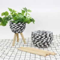 Pot de fleurs rond tissé en bambou, porte-pot de fleurs avec jambes détachables