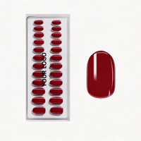 Faux ongles réutilisables en gel souple à presser, forme amande moyenne, rouges, pour marque privée