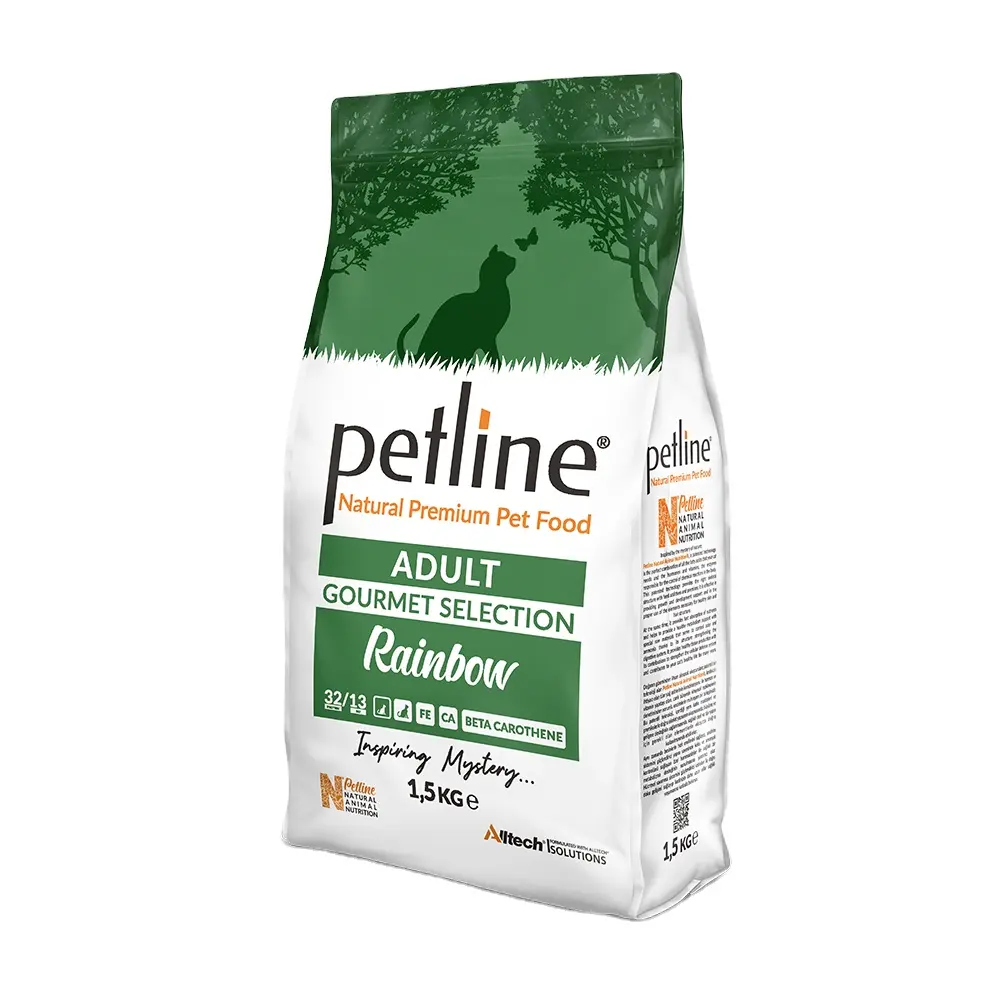 Petline พรีเมี่ยมธรรมชาติโปรตีน32สำหรับผู้ใหญ่,เนื้อปลาและไก่อาหารแมว1,5กก. (6ชิ้น) บริษัทผลิตขายส่ง