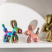 Sculpture créative chien-ballon en céramique électroplaquée, directement de l'usine, ornement artisanal, décoration de bureau et chambre, ensemble cadeau, décoration intérieure