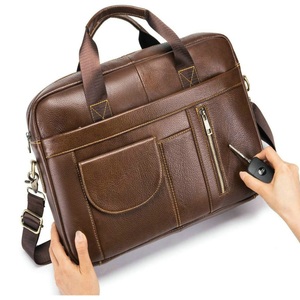 Porte-documents en cuir de vachette véritable imperméable de haute qualité, style vintage, <span class=keywords><strong>sac</strong></span> pour <span class=keywords><strong>ordinateur</strong></span> portable 14 pouces pour hommes, bureau professionnel - Product Image 6