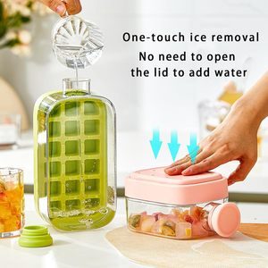 Botella Enfriadora 2en1 Hacedor Bolas Hielo Moldes Cubitos Hielo para Bebidas Frías Americano con Tapa Pajita Portacordón - Product Image 2