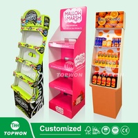 Support d'affichage portable pliable en carton personnalisé pour produits de supermarché, présentoir en papier pour boissons et chocolats