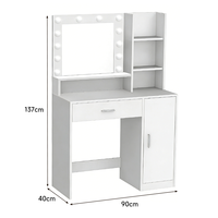 Grande commode blanche Palimder avec 3 niveaux de rangement, 3 modes d'éclairage, luminosité réglable, miroir de coiffeuse, tiroirs, meubles de maquillage