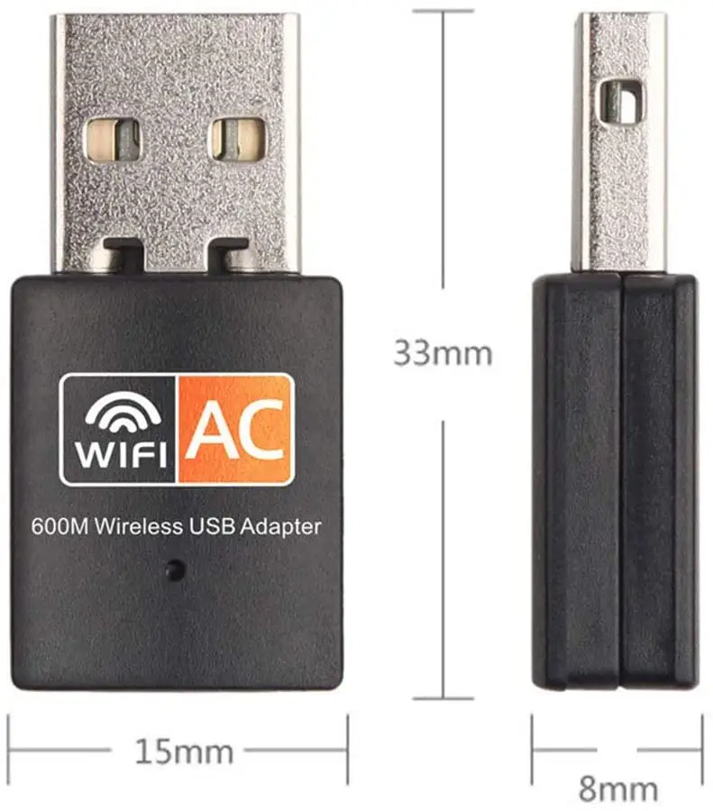 600Mbps Realtek RTL8811CU Chipset 11AC Dual Band USB WiFi Dongle USB Adaptor untuk PC/Desktop/Laptop windows10/8/7/XP