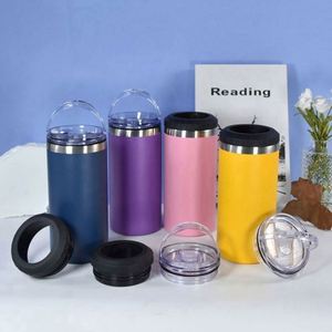 Custom 14oz 4-in-1 Beer Can Cooler Double-Walled Vacuum Insulated Stainless Steel Tumbler Powder Coating Cooler Opener Party - Product Image 4