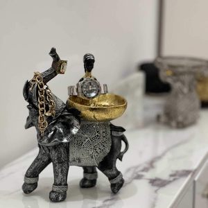 Bandeja <span class=keywords><strong>de</strong></span> Resina con Diseño <span class=keywords><strong>de</strong></span> Elefante y León Estilo Africano, Adorno Rústico para Decoración del Hogar, Almacenamiento <span class=keywords><strong>de</strong></span> Llaves - Product Image 3