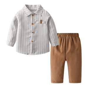 Completo autunnale a maniche lunghe per neonati, abito formale da gentiluomo per bambini di un anno, camicia e set tre pezzi primavera/autunno - Product Image 5