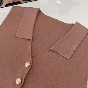 <span class=keywords><strong>Chaleco</strong></span> de Verano para <span class=keywords><strong>Mujer</strong></span>, Nuevo Estilo, Cierre de un Solo Botón, Estilo Retro Francés, Sin Mangas, Tejido de Seda Helada - Product Image 5