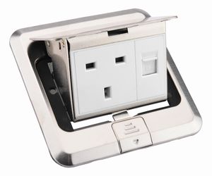 MAADN <span class=keywords><strong>Pop</strong></span>-<span class=keywords><strong>up</strong></span>-Bodensteckdose Edelstahl Silber Britische 13A-Steckdose für Bodensteckdosenbox - Product Image 1