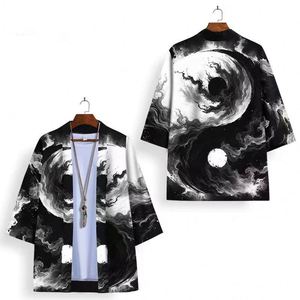Kimono Japonés Personalizado con Diseño de Gato de la Suerte y Fantasma, Haori Japonés, Kimono de Anime, Capa - Product Image 4