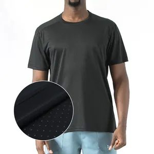 도매 100% 폴리에스터 남자의 슬림핏 티 셔츠 라운드 넥 근육 피트니스 남성 체육관 티셔츠
